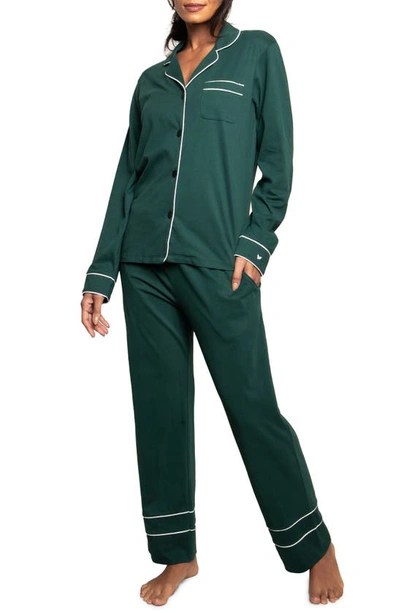 Petite Plume Luxe Pima Cotton Pajama Set In Evergreen