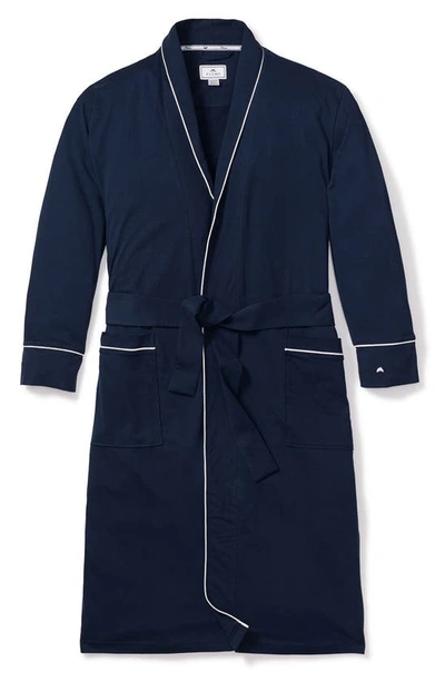 Petite Plume Men's Luxe Pima Cotton Navy Dressing Gown