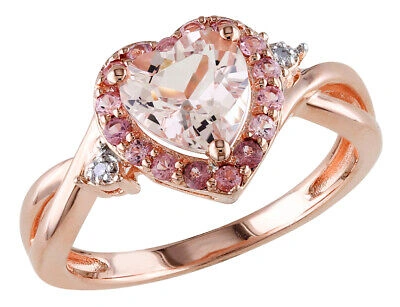 Pre-owned Harmony 1.20 Carat (ctw) Morganite Heart Ring With Pink Tourmaline Pink Sterling Silver