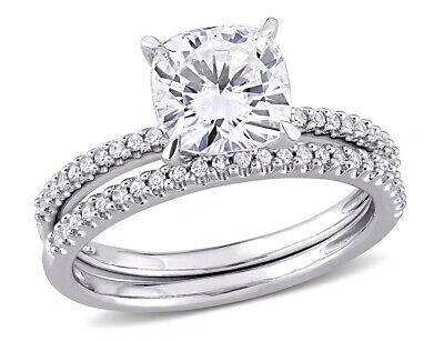 Pre-owned Harmony 2.00 Carat (ctw) Lab-created Moissanite Engagement Wedding Set In 14k White Gold