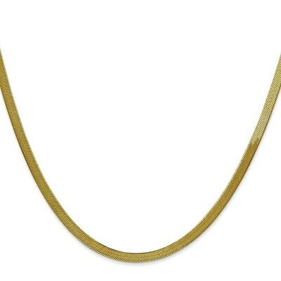 Pre-owned Phoenix Fire Corporation Gold Herringbone Chain Necklace | Designs By Nathan | 3mm 16" | Flat In Yellow