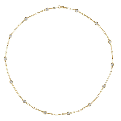 Pre-owned Morris &amp; David 1.00 Ct Diamond By The Yard Paper Clip Necklace Style 14k Yellow Gold 18'' In White