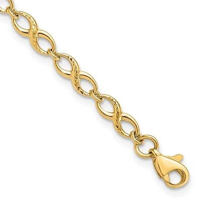 Pre-owned Samajewelers Real 10k Yellow Gold Polished & Diamond Cut Chain Bracelet; 7 Inch