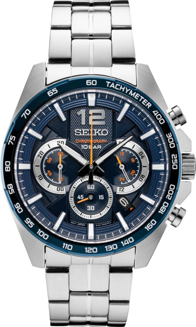 Pre-owned Seiko Essentials Ssb345 44mm Stainless Steel Men's Watch