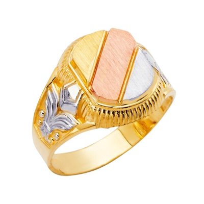 Pre-owned Tgdj 14k Tri Color Gold Men's Ring