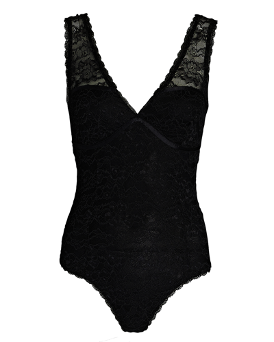 Night Night By Jonathan Simkhai Tristan Corded Lace Bodysuit In Black