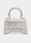 Balenciaga Hourglass Xs Strassed Top-handle Bag In Grey Crystal