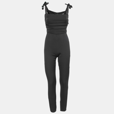 Pre-owned Dolce & Gabbana Black Stretch Silk Draped Jumpsuit S