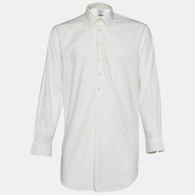 Pre-owned Moschino Cheap And Chic White Cotton Half Placket Dress Shirt Xl