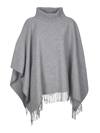 Fabiana Filippi Fringed Knitted Cape In Grey
