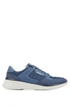 Hugo Boss Hybrid Trainers With Bonded Leather And Mesh In Blue