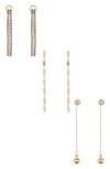 MELROSE AND MARKET SPARKLE LINEAR DROP EARRING SET