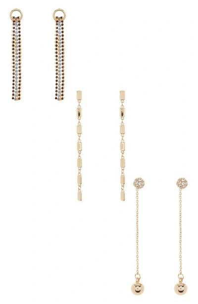 Melrose And Market Sparkle Linear Drop Earring Set In Clear- Multi- Gold