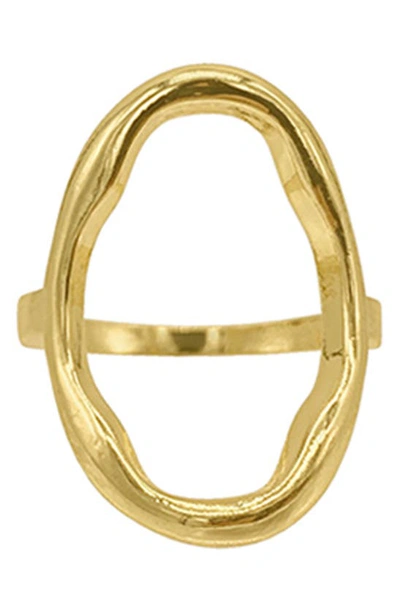 Adornia Open Hammered Oval Ring In Gold