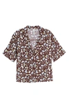 Bp. Retro Print Button-up Shirt In Brown- Blue Misty Floral