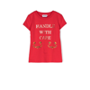 MOSCHINO TEEN RED HANDLE WITH CARE COTTON T-SHIRT,HKM042N0Z6418509448
