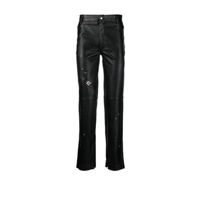 Heliot Emil Black Secluse Leather Trousers