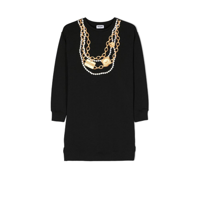 Moschino Kids' Black Necklace Print Sweatshirt Dress