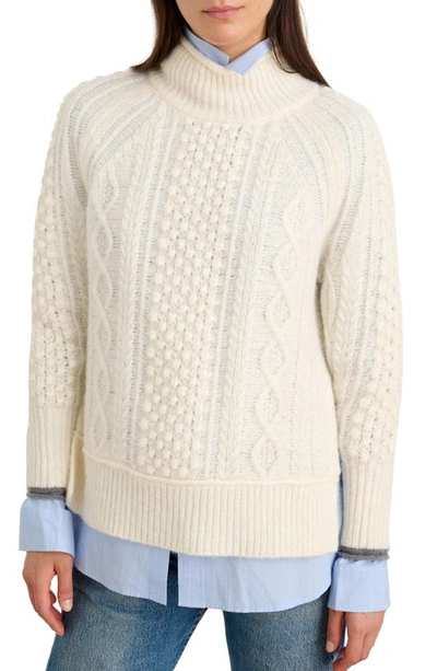 Alex Mill Camil Cable-knit Wool-blend Turtleneck Sweater In Ivory