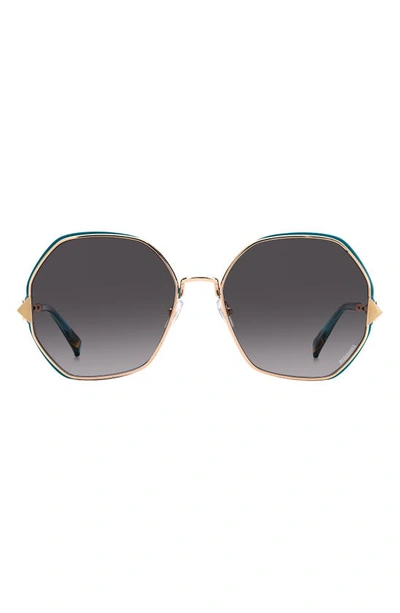 Missoni 59mm Gradient Round Sunglasses In Gold Teal/ Grey Shaded