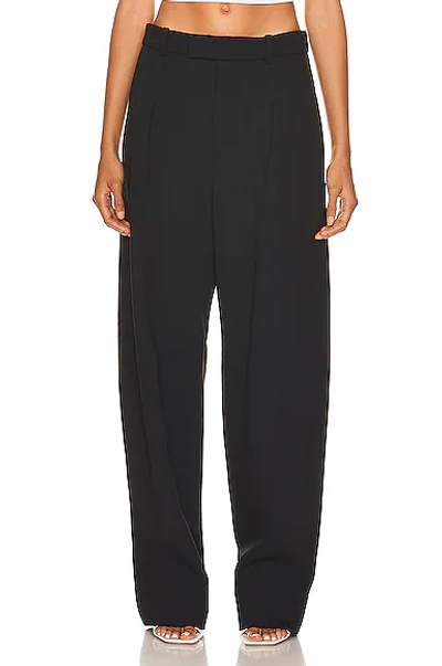 Wardrobe.nyc Pleated Virgin Wool Loose Fit Tailored Trousers In Black