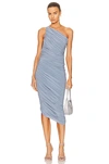 Norma Kamali Diana One-shoulder Ruched Stretch-jersey Midi Dress In Soft Blue