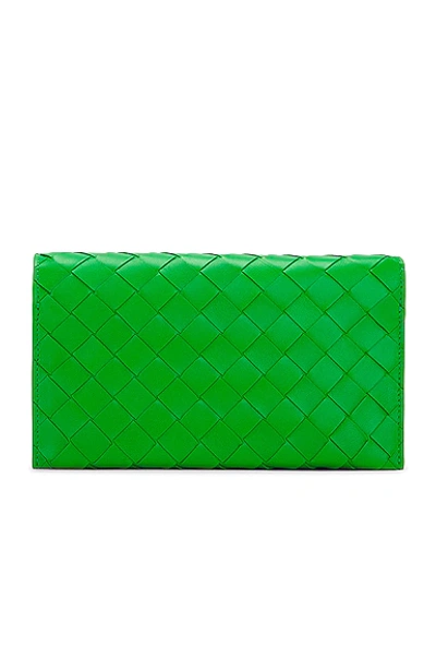 Bottega Veneta Wallet On Strap In Parakeet & Gold