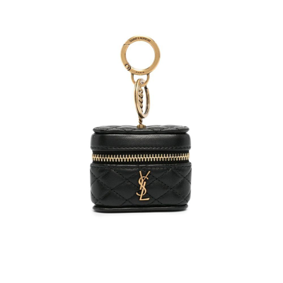 Saint Laurent Black Gaby Padded Leather Airpods Case