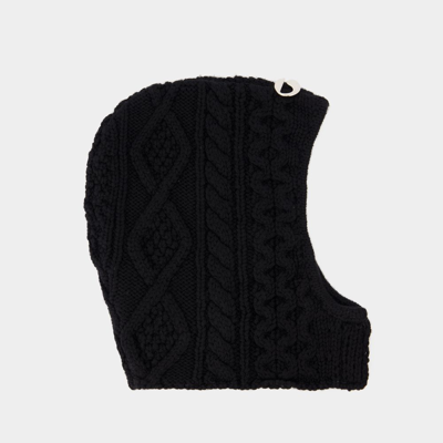 Coperni Cable Knit Balaclava En Laine Noire In Black