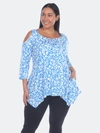 White Mark Plus Size Leopard Cold Shoulder Tunic In Blue Leopard