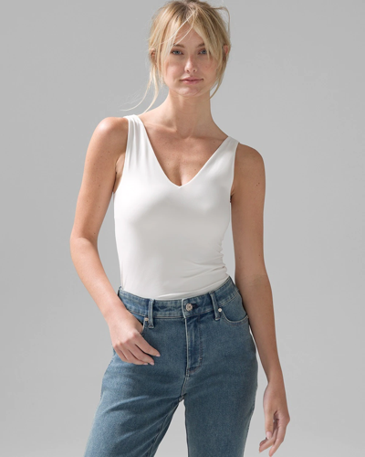 White House Black Market Shaping Dual Neck Tank In White