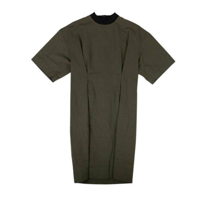 Pre-owned Marni Dark Olive Washed Linen Cotton Short Sleeve Midi Dress 40 In Green