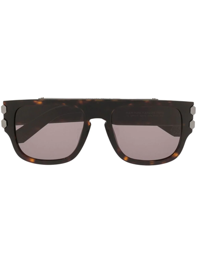 Philipp Plein Eyewear Tortoiseshell-effect Tinted Sunglasses In Braun