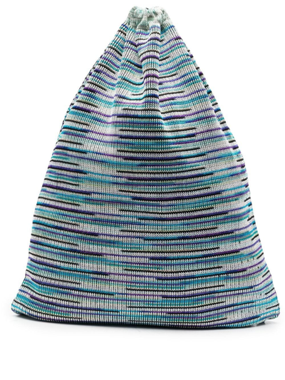 Missoni Striped-knit Backpack In Blau