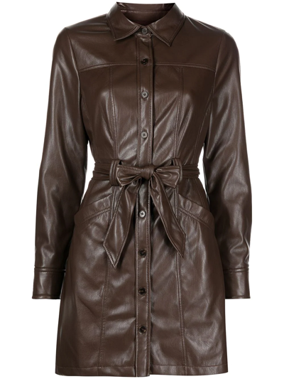 Simkhai Karlee Vegan Leather Mini Dress In Coffee | ModeSens