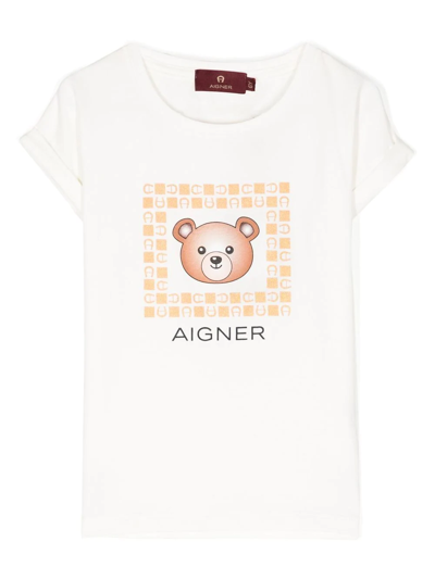 Aigner Teddy Bear-print Cotton T-shirt In White