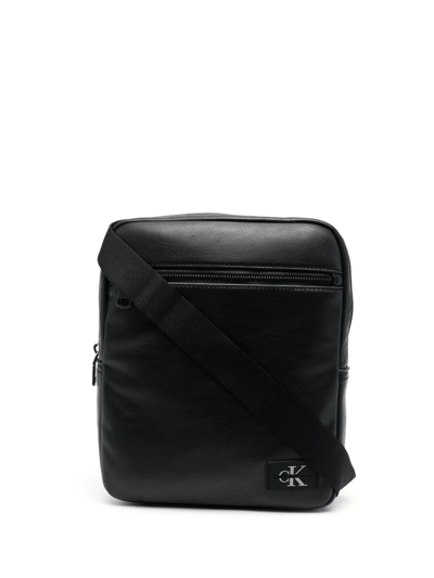 Calvin Klein Logo-patch Crossbody Bag In Black