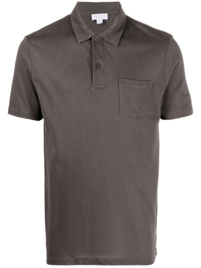 Sunspel Short-sleeve Polo Shirt In Grau
