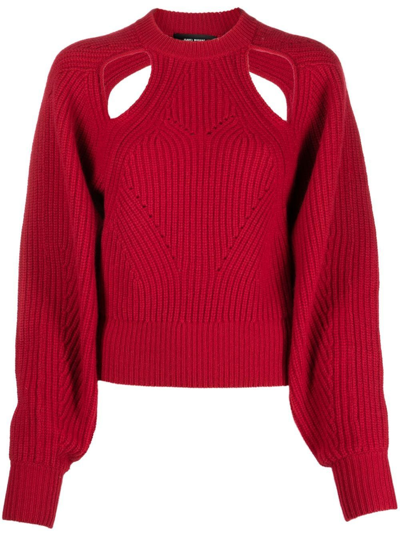 Isabel Marant Cut Out-detail Ribbed Jumper In Red