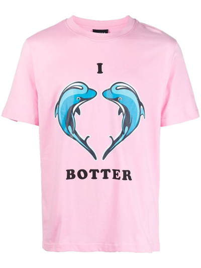 Botter Dolphin Print Cotton Jersey T-shirt In Pink