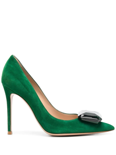 Gianvito Rossi Jaipur 105 Crystal-embellished Suede Pumps In Green