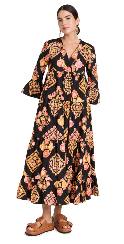 La Doublej Jennifer-jane Printed Midi Dress In Cowgirl Nero