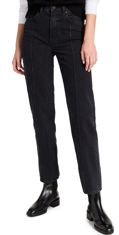Slvrlake London Paneled Coated High-rise Straight-leg Jeans In Black