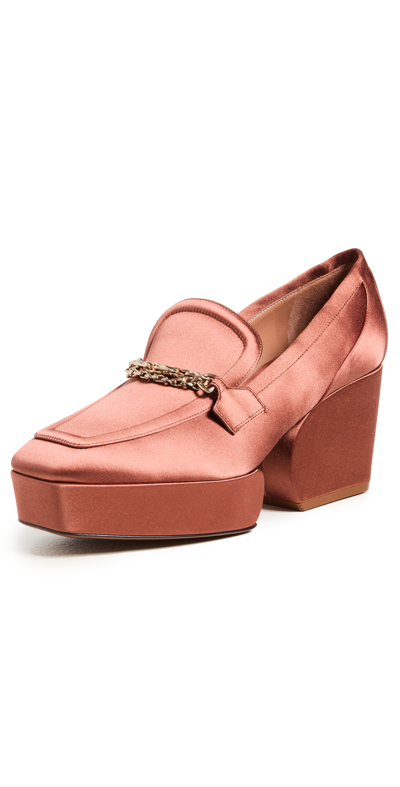 Zimmermann 60mm Satin Chain Loafer In Rust