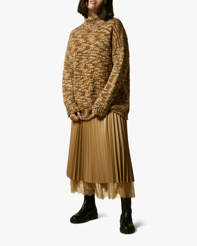 Marina Rinaldi Women's Civetta Pleated Faux-leather Skirt In Brown