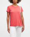 Lafayette 148 Modern Short-sleeve Cotton Jersey Tee In Vibrant Coral