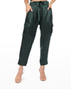Cami Nyc Carmen Silk Charmeuse Cargo Pants In Hunter