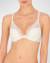 Natori Feathers Lace-trim Contour Bra In Moonlight Silver