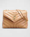 Saint Laurent Loulou Small Matelasse Calfskin Flap-top Shoulder Bag In Natural Tan