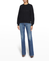 Saint Laurent Embroidered Logo Crew-neck Sweatshirt In Black Blac